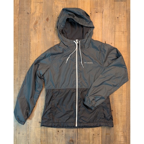 Columbia Jackets & Blazers - Columbia Women's Gray Black Lightweight Hooded Windbreaker‎ Jacket Size Medium